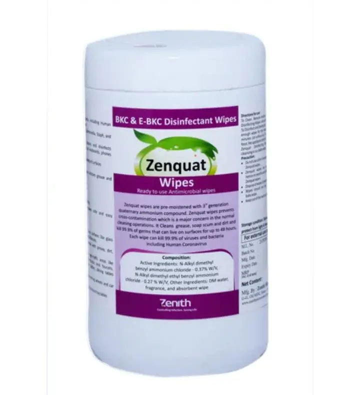 Zenquar Wipes ( 3rd Generation Quaternary Ammonium Compound Wipes ), Packaging Size :  100 Nos